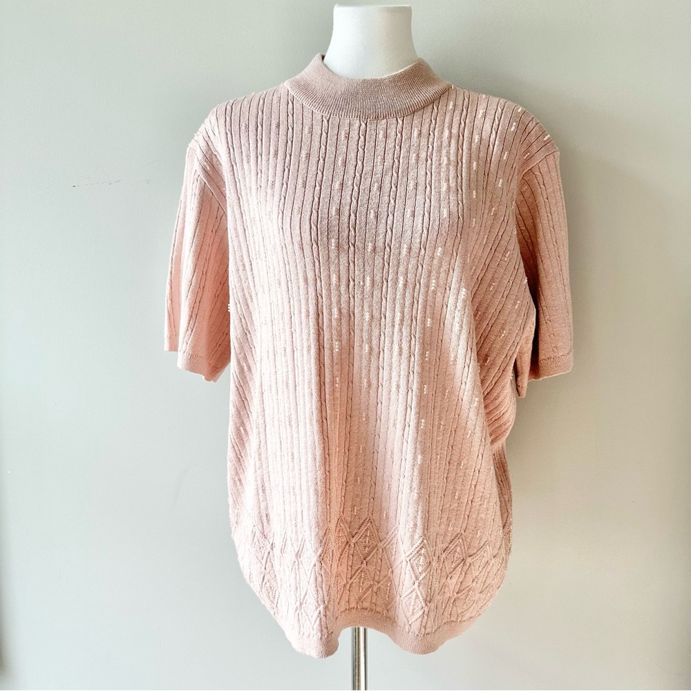 Alfred Dunner Pink Textured Women's Top